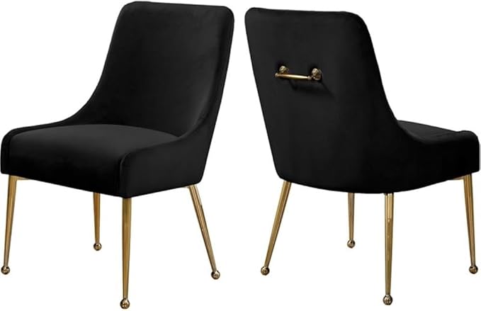 Meridian Furniture Owen 19.5" H Velvet Dining Chair in Black (Set of 2)