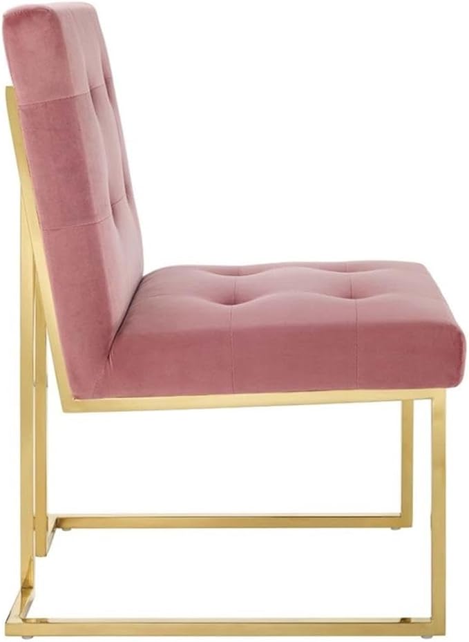 Modway Privy Performance Velvet Gold Stainless Steel Dining Chair in Gold Dusty Rose