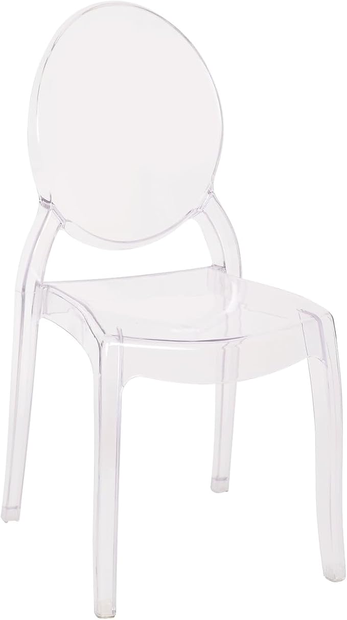 Flash Furniture Set of 4 Extra Wide Resin Ghost Chairs with 700 LB. Weight Capacity - Clear Kitchen and Dining Room Chair - Acrylic Event Chair for Indoor/Outdoor Use