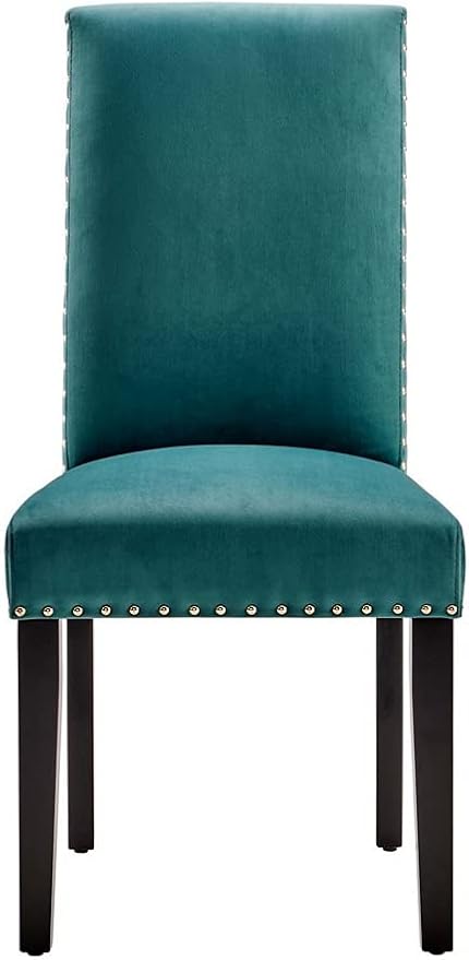 Modway Parcel Performance Velvet Dining Side Chairs - Set of 2, Teal