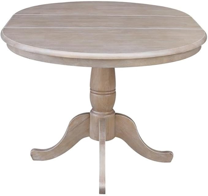 IC INTERNATIONAL CONCEPTS 36" Round Top Pedestal Table with 12" Leaf - 29.3" H - Dining Height