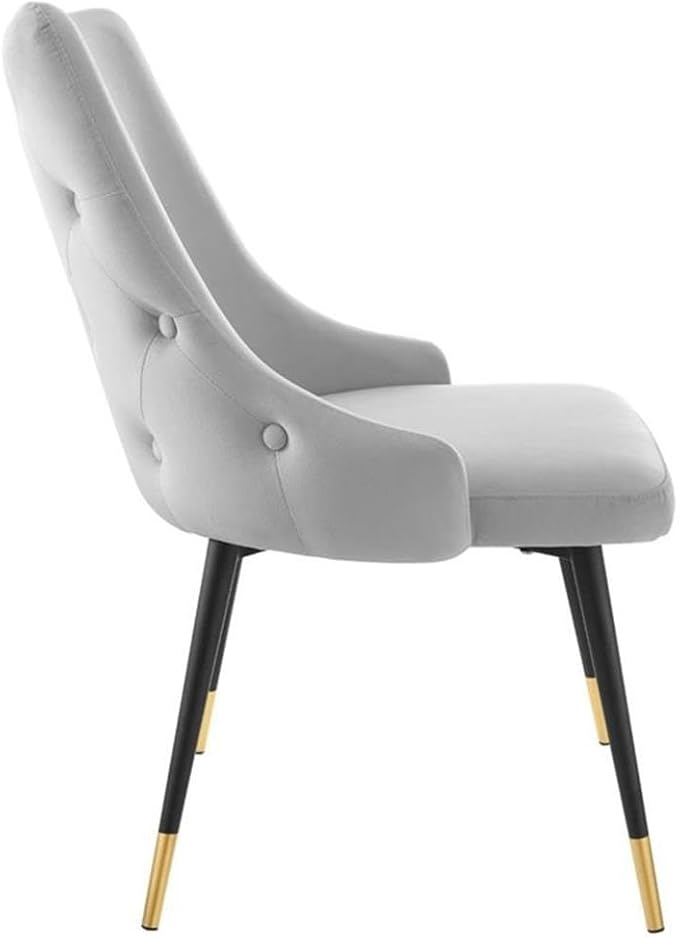 Modway EEI-3907-LGR Adorn Tufted Performance Velvet Dining Side Chair, Light Gray