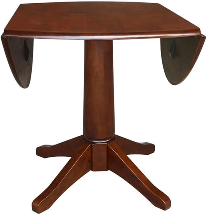 IC INTERNATIONAL CONCEPTS 42" Round Dual Drop Leaf Pedestal Table - 30.3" H Espresso