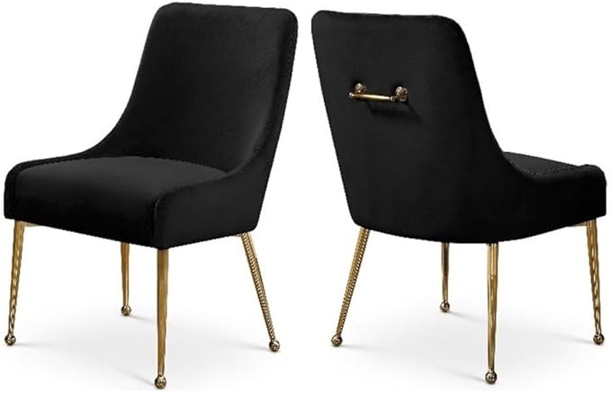 Meridian Furniture Owen 19.5" H Velvet Dining Chair in Black (Set of 2)