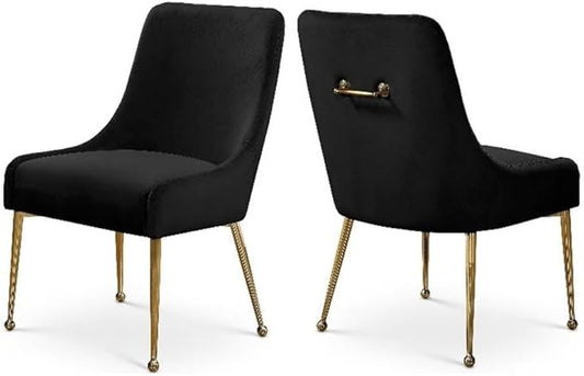 Meridian Furniture Owen 19.5" H Velvet Dining Chair in Black (Set of 2)