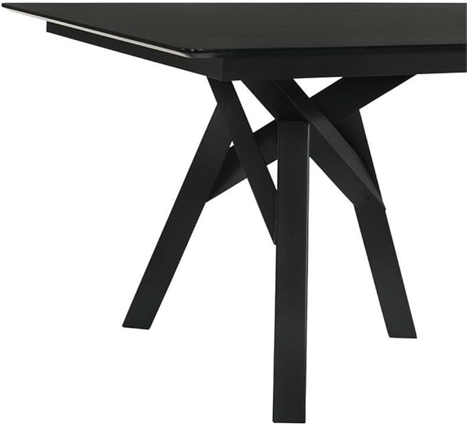Armen Living Cortina 79" Mid-Century Modern Black Wood Dining Table Legs