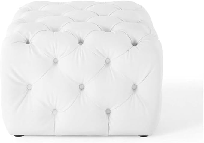 Modway EEI-3775-WHI Anthem Tufted Button Square Faux Leather Ottoman, White