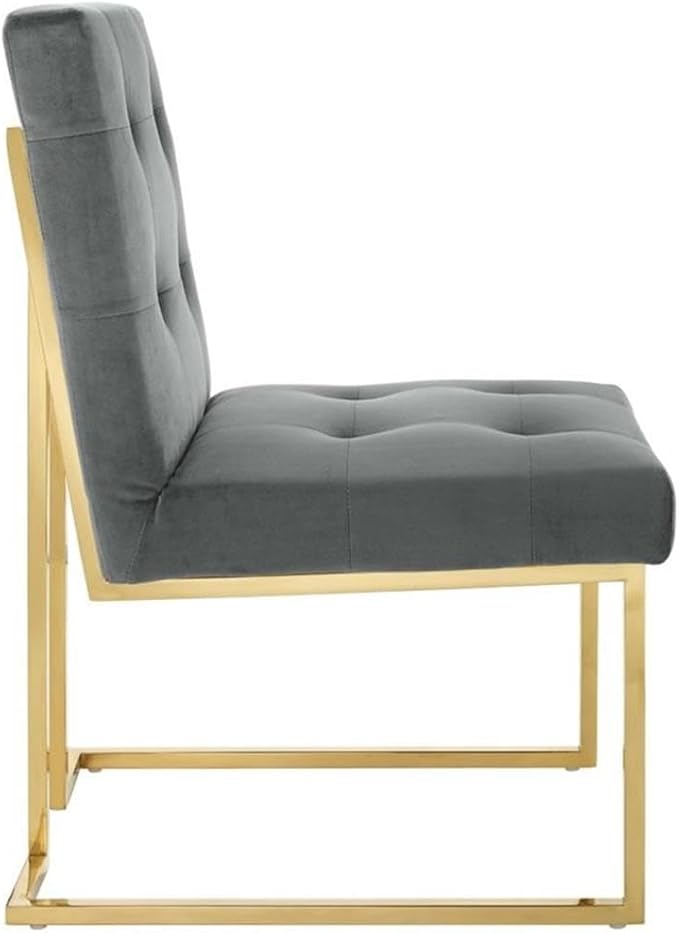 Modway Privy Performance Velvet Gold Stainless Steel Dining Chair in Gold Charcoal