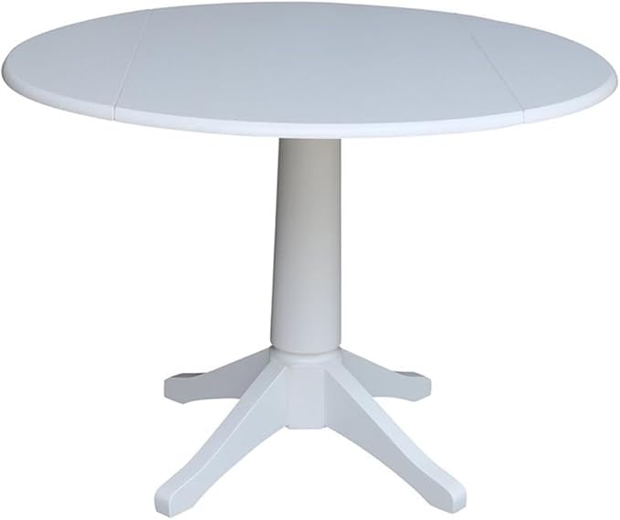 International Concepts 42 in Round Dual Drop Leaf Pedestal Table-30.3"H Dining Table, White