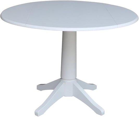 International Concepts 42 in Round Dual Drop Leaf Pedestal Table-30.3"H Dining Table, White