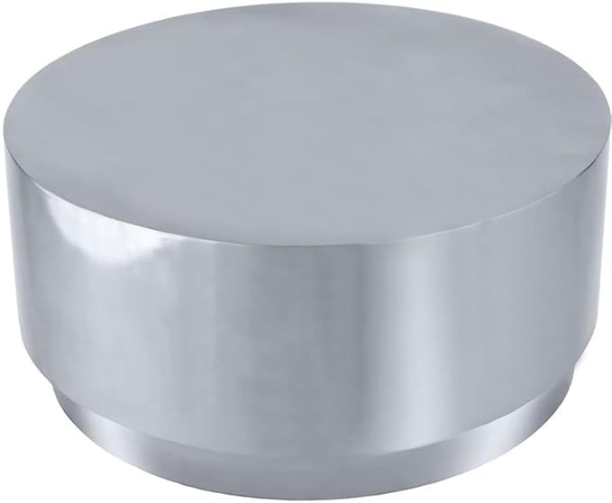 Meridian Furniture Jazzy 36" Stainless Steel Drum Coffee Table in Silver Chrome