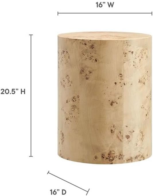 Modway EEI-6271-NAB Cosmos 16" Round Burl Wood Side Table, Natural Burl