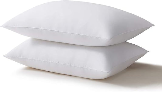 Acanva Bed Pillows for Sleeping 2 Pack, Alternative Microfiber Filled, Natural Cover Skin-Friendly, Soft and Supportive for Side Back Sleepers, King (Pack of 2), White