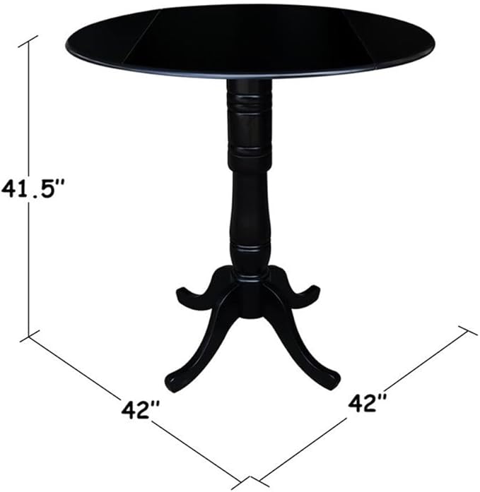 IC INTERNATIONAL CONCEPTS 42" Round Dual Drop Leaf Pedestal Table 41.5" H
