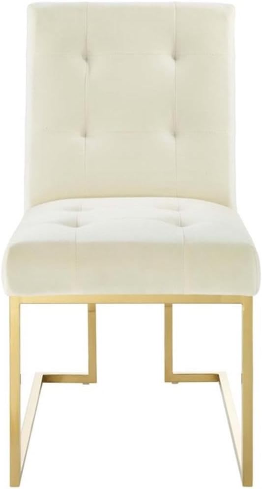 Modway Privy Performance Velvet Gold Stainless Steel Dining Chair in Gold Ivory