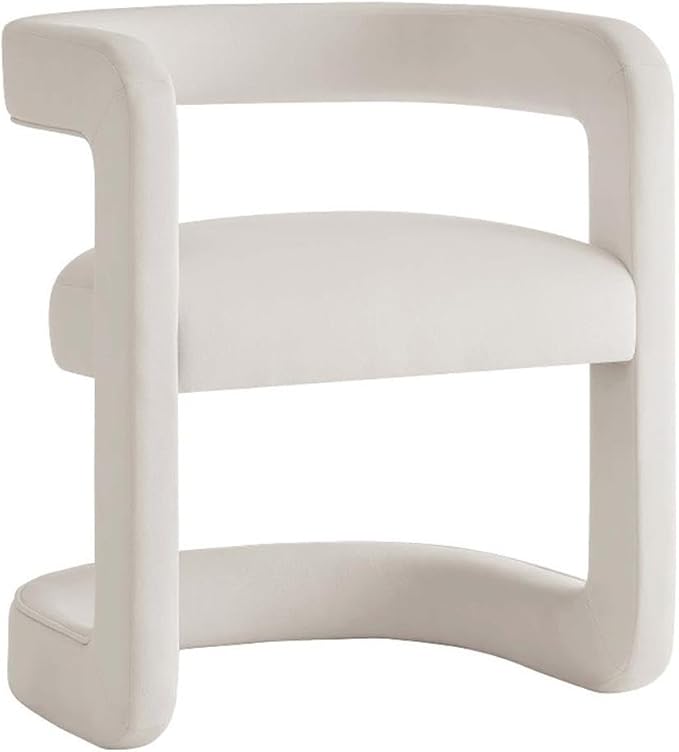 Modway Winslow Stain-Resistant Performance Velvet Dining Chair in Alabaster - Open Back Barrel Armchair - Upholstered Dining Chair - Cozy Reading Chair or Velvet Vanity Chair