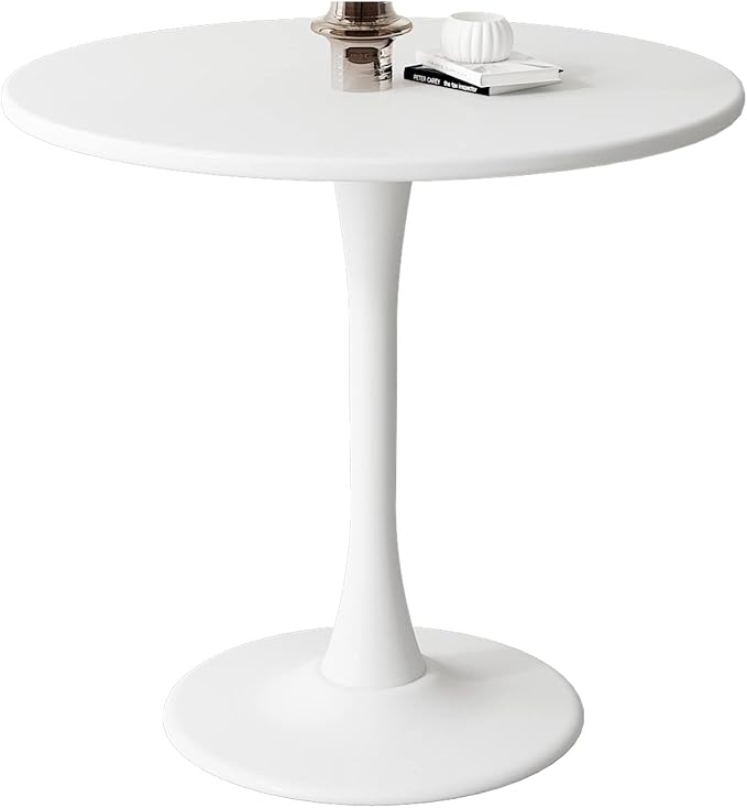 Modern White Round Dining Table 24 inch, White Tulip Round Table for Two People, Mid Century Round Coffee Table for Living Room and Kitchen