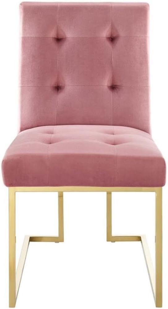 Modway Privy Performance Velvet Gold Stainless Steel Dining Chair in Gold Dusty Rose
