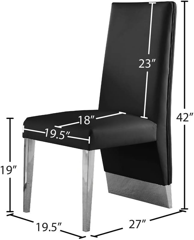 Meridian Furniture Porsha 19" H Black Vegan Leather Dining Chair (Set of 2)