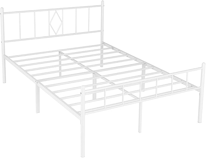 14 Inch Full Size Bed Frames with Headboard/Footboard, Under Bed Storage, Strong Metal Slats Support, No Box Spring Needed, Noise Free, Easy Assembly, White
