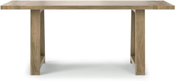 SIMPLIHOME Whitley Dining Table - 72 inch Wide Solid Mango Wood Rectangular Table in Grey Wash, Modern Farmhouse Style for Dining Room or Kitchen with Extra-Thick Trestle Base, Seats 6