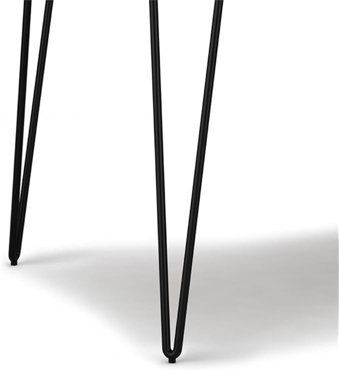 SIMPLIHOME Hunter Dining Table - 45 inch Wide Solid Mango Wood Round Table in Natural, Modern Industrial Style for Dining Room or Kitchen with Black Powder-Coated Iron Base and Hairpin Legs, Seats 4