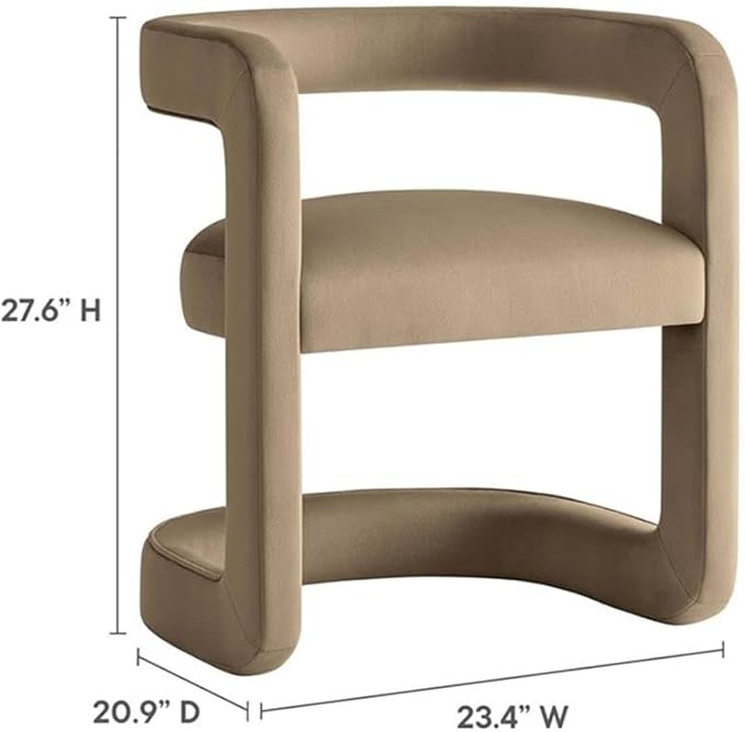 Modway Winslow Stain-Resistant Performance Velvet Accent Chair in [Color]- Open Back Barrel Armchair - Versatile Upholstered Dining Chair - Cozy Reading Chair