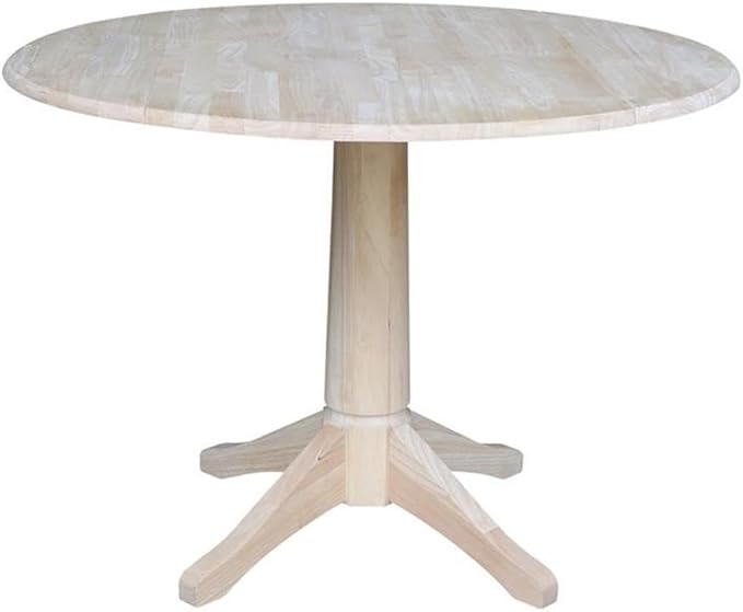 IC INTERNATIONAL CONCEPTS 42" Round Solid Wood Dual Drop Leaf Pedestal Table - Unfinished
