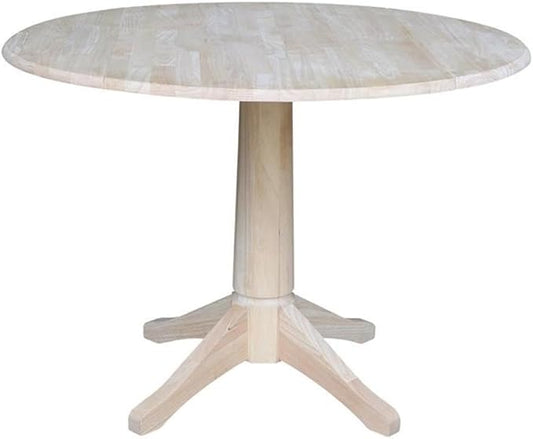 IC INTERNATIONAL CONCEPTS 42" Round Solid Wood Dual Drop Leaf Pedestal Table - Unfinished
