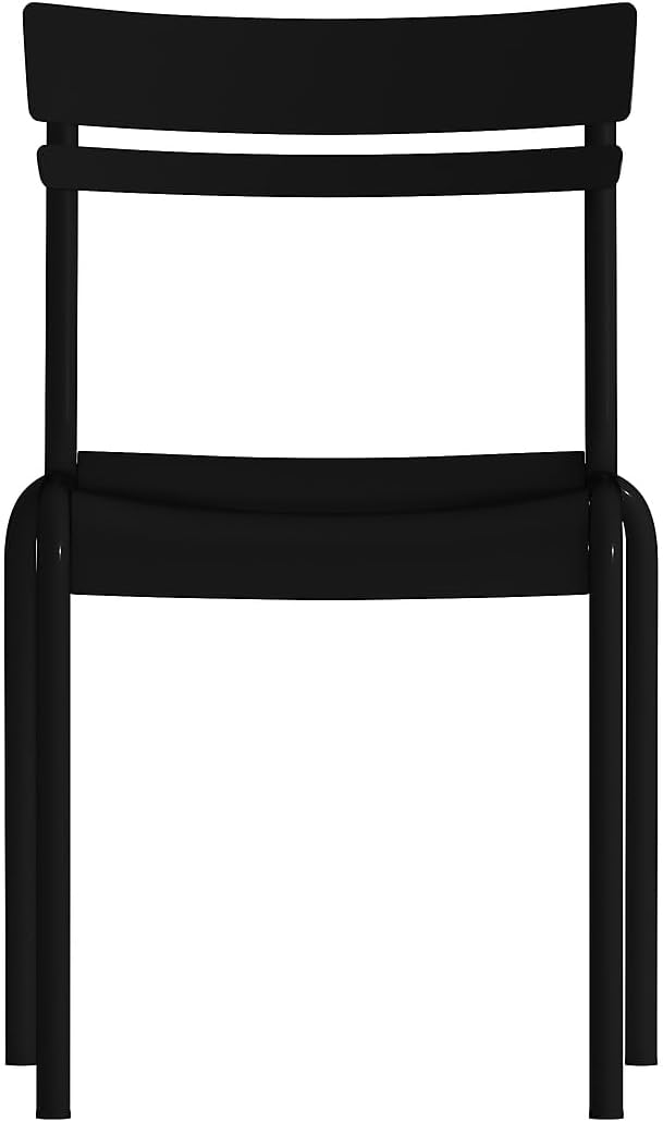 Flash Furniture Nash Commercial Grade Steel Stack Chair, Indoor-Outdoor Armless Chair with 2 Slat Back, Set of 4, Black