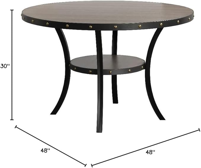New Classic Furniture Classic Furniture Crispin Solid Wood Round Dining Table, 48-Inch, Gray