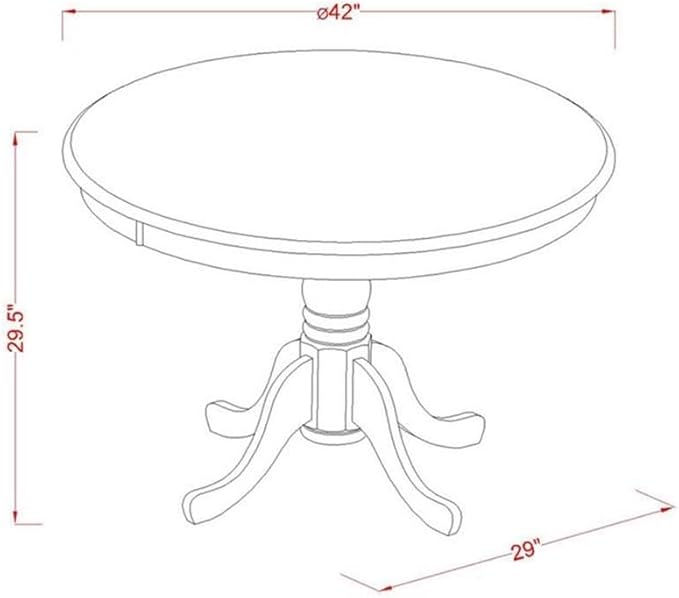 East West Furniture HLKE5-BMK-W 5 Piece Kitchen Table Set for 4 Includes a Round Dining Table with Pedestal and 4 Dining Room Chairs, 42x42 Inch, Buttermilk & Cherry
