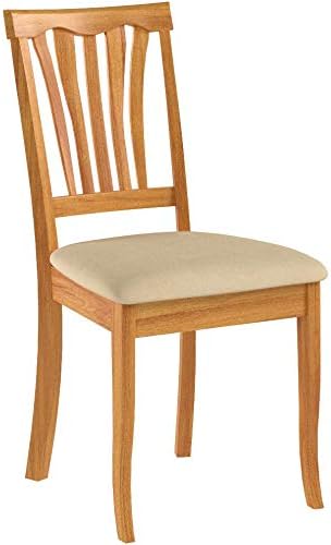 East West Furniture AVC-OAK-C Avon Kitchen Dining Chairs - Linen Fabric Upholstered Solid Wood Chairs, Set of 2, Oak