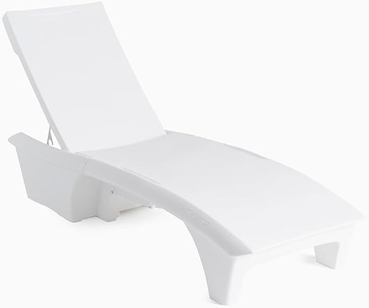 Step2 Vero Adjustable Back in-Pool Lounger with Storage, Pool Chair, Weighted, White