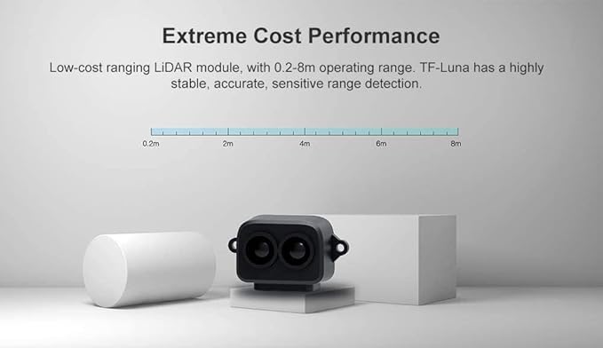 youyeetoo Benewake TF-Luna Lidar Sensor Kit, with 1x USB-TTL Adapter 1x Dupont Line, 0.2-8m Measurement Range Distance, Support Raspberry Arduino STM32 MCU for Drone Industrial Sensing Robot Smart Home