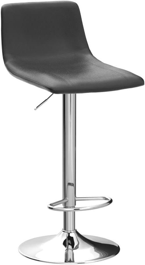 Finnhomy Bar Stools Modern PU Leather, Bar Stools Set of 2 Counter Height, Swivel Barstools with Footrest and L Shape Back, Height Adjustable Modern Bar Chairs for Kitchen, Black