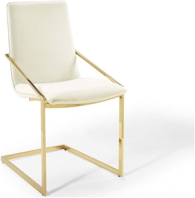 Modway Pitch Performance Velvet Dining Armchair, Gold Ivory