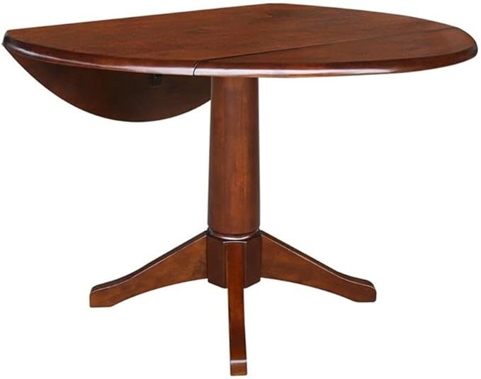 IC INTERNATIONAL CONCEPTS 42" Round Dual Drop Leaf Pedestal Table - 30.3" H Espresso
