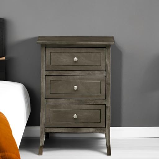 Glory Furniture Daniel 3 Drawer Nightstand in Gray