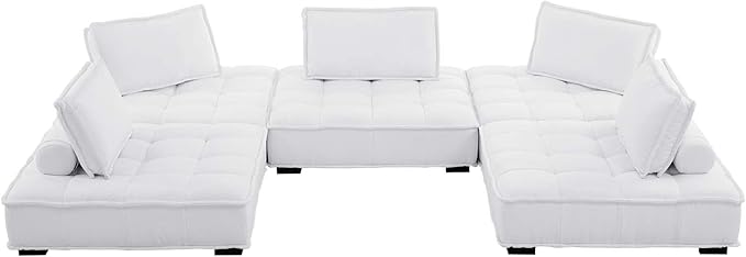 Modway Saunter, 5-Piece Sectional Sofa, White