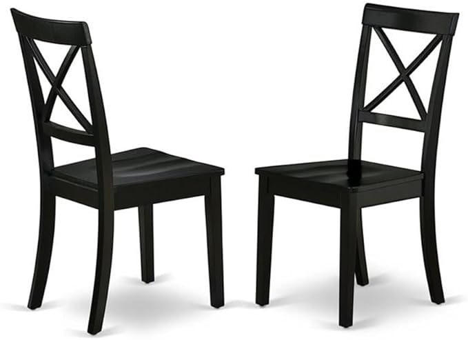 East West Furniture DLBO3-BLK-W 3 Piece Dining Table Set for Small Spaces Contains a Round Dining Room Table with Dropleaf and 2 Wood Seat Chairs, 42x42 Inch, Black