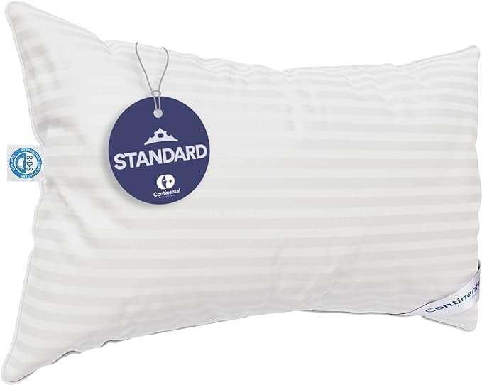 Continental Bedding | Serenity Goose Down Pillow | 700 Fill Power Hungarian White Down | 400TC Cotton Damask Shell | Made in USA | Standard, Firm with Protector