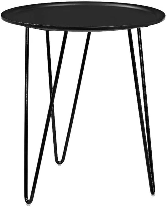 Modway Digress Mid-Century Round Side Table With Hairpin Legs in Black
