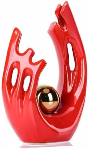 Red Modern Abstract Art Ceramic Statue and Sculpture,Red and Gold Home Decor Accents,Table Decoration for Living Room Office Dining Room Kitchen Cabinets Apartment Desktop Bookshelf Aesthetic Decor