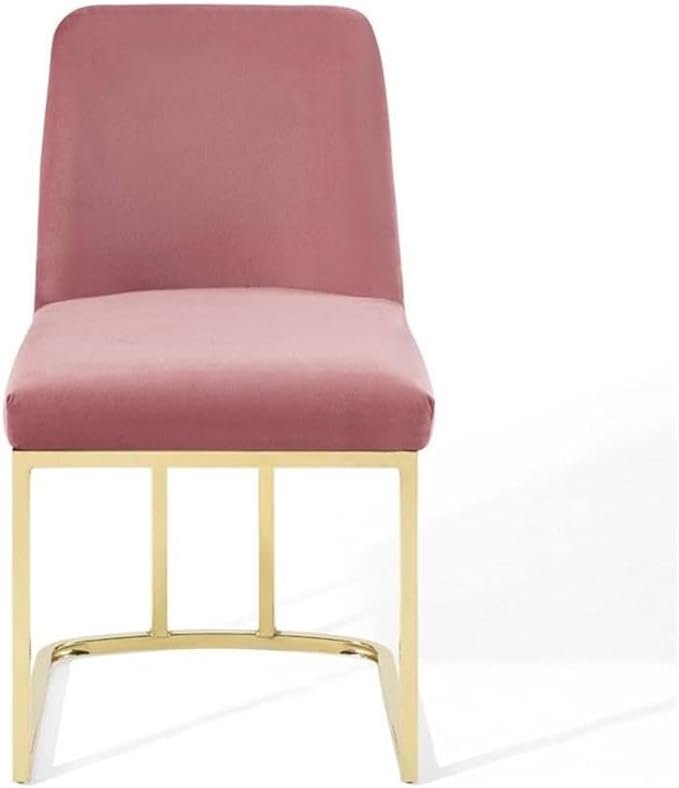Modway Amplify Sled Base Performance Velvet Dining Side Chair, Gold Dusty Rose