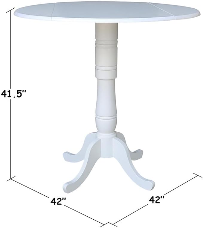 International Concepts 42 in Round Dual Drop Leaf Pedestal Table-41.5"H Dining Table, White