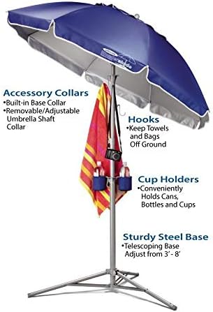 Wondershade Ultimate Portable Sun Shade Umbrella – Lightweight Adjustable Outdoor Patio & Beach Umbrella with Tripod Base (Rainbow)