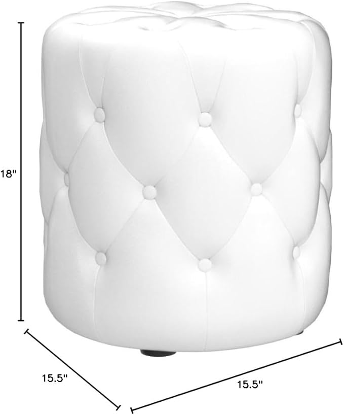 Modway EEI-3777-WHI Anthem Tufted Button Round Faux Leather Ottoman, White, Round Ottoman