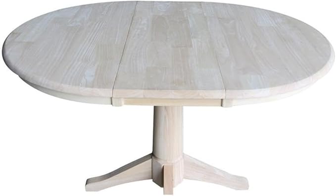 International Concepts 36" Round Top Pedestal Table with 12" Leaf-28.9" H-Dining Height, Unfinished