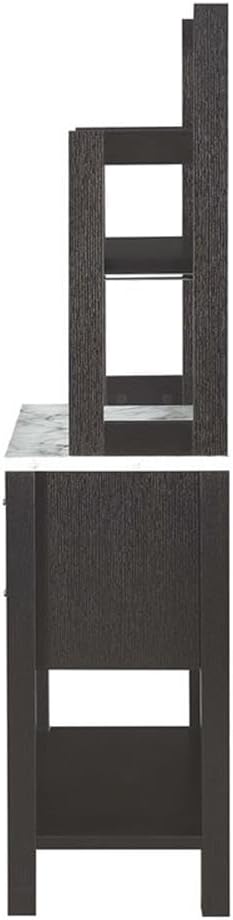 Convenience Concepts Newport Serving Bar Cart 31" - Modern Storage Bar Cabinet with Drawers, Wine Rack for Kitchen, Dining Room, Black Faux Marble/Espresso